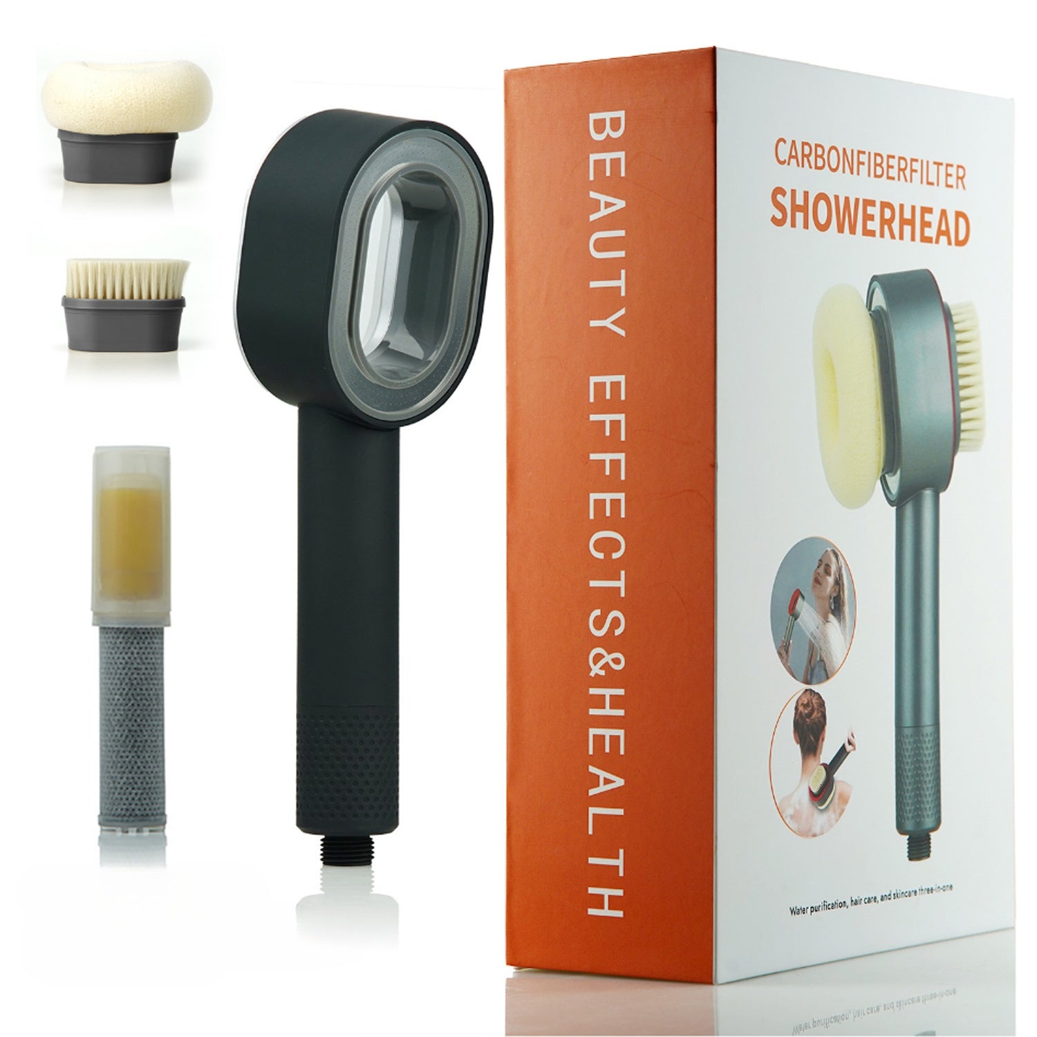 Aromatherapy shower head with brush head massage