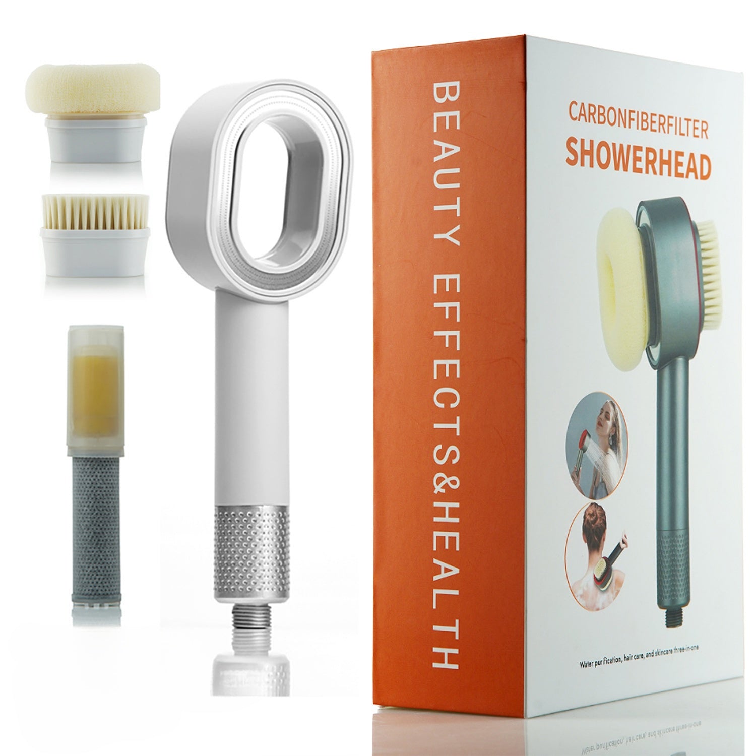 Aromatherapy shower head with brush head massage