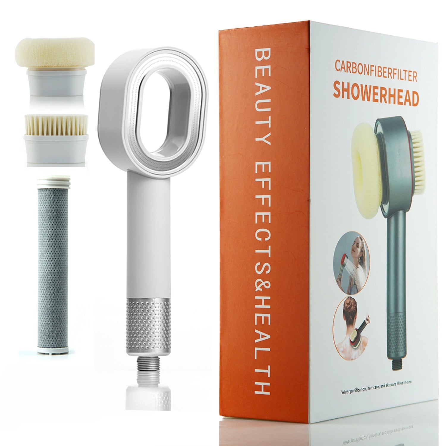 Aromatherapy shower head with brush head massage