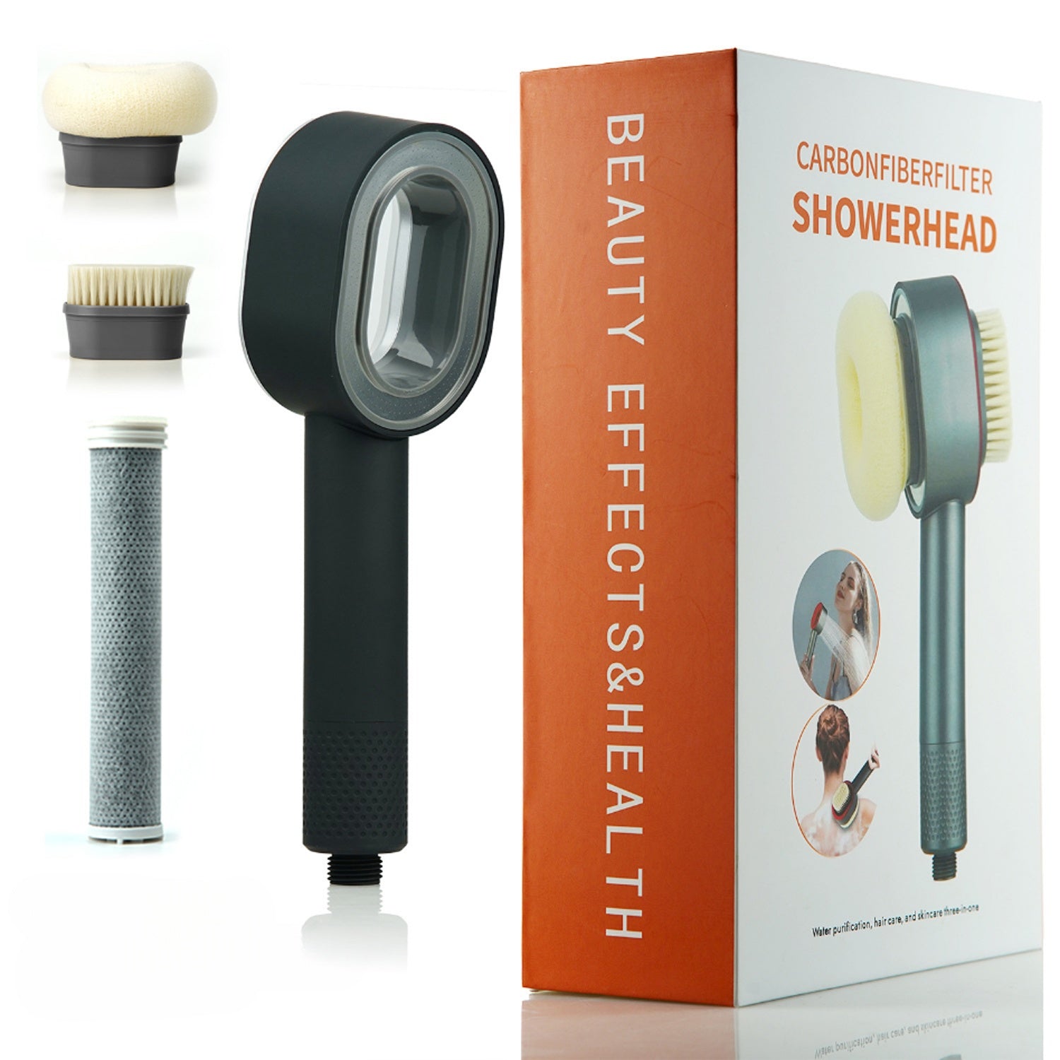 Aromatherapy shower head with brush head massage