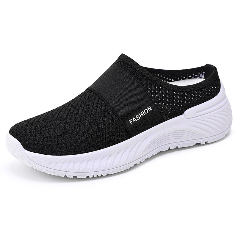 Women's Breathable Knit Mule Shoes | Lightweight Slip-On Casual Flats
