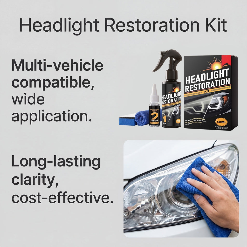 SIHI Headlight Restoration Kit, 2-Step Cleaner & Protector for Car Headlights