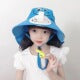 Kids Cartoon Sun Hat with Cooling Fan, UPF50+ Wide Brim Neck Flap Summer Outdoor UV Protection Hat with Whistle Chin Strap for Boys Girls