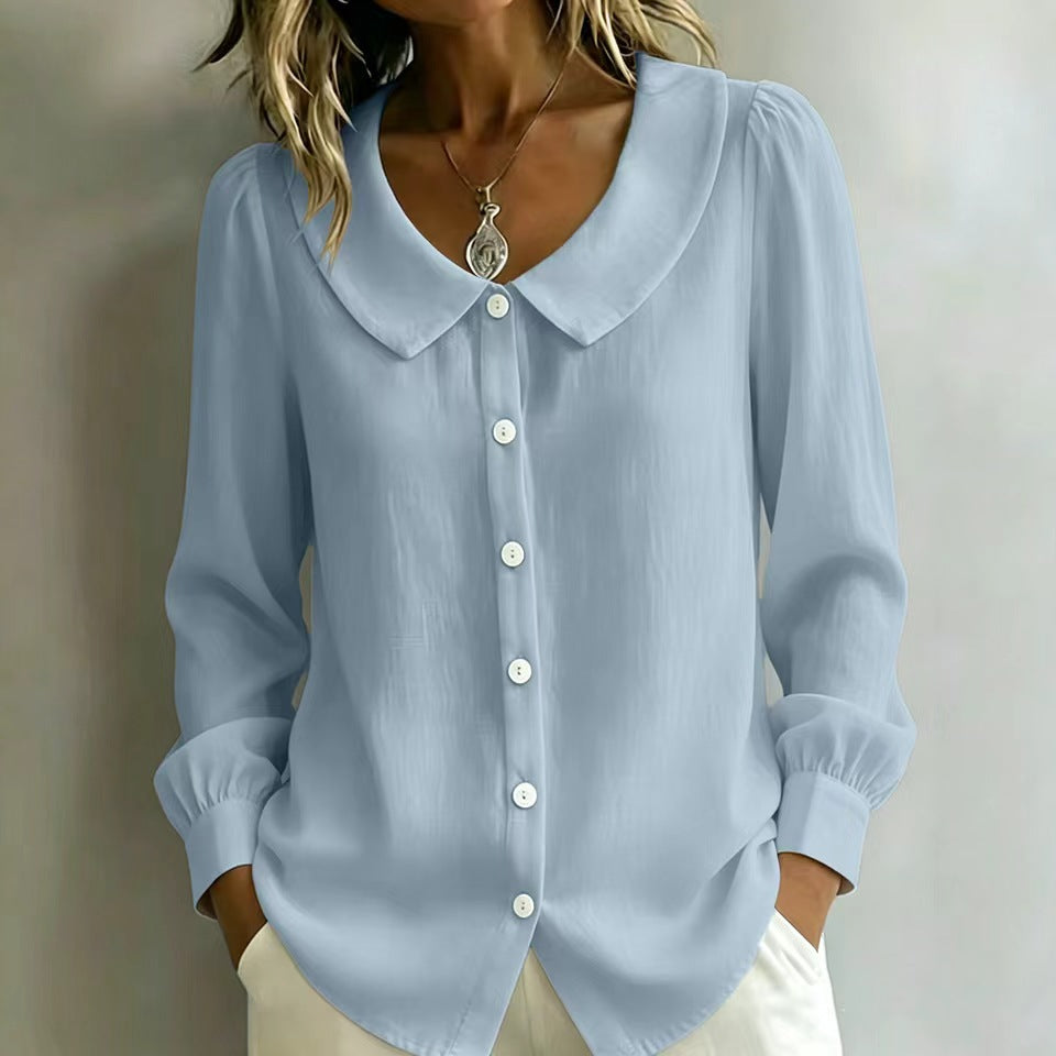 SIHI Women’s Peter Pan Collar Button-Down Blouse | Long & 3/4 Sleeve Casual Shirt