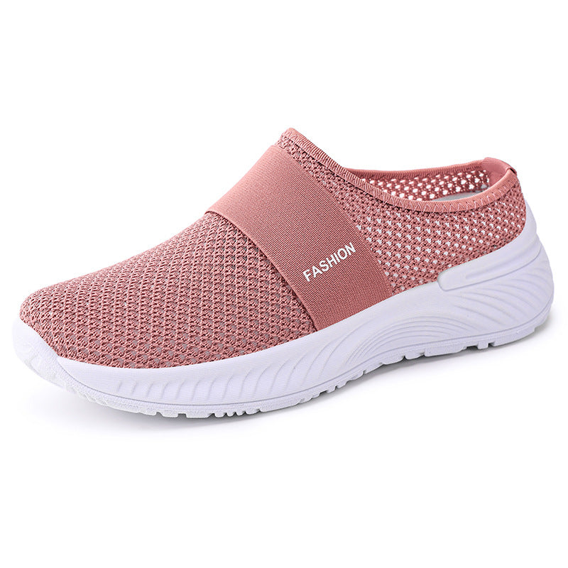 Women's Breathable Knit Mule Shoes | Lightweight Slip-On Casual Flats