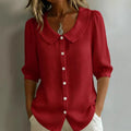 SIHI Women’s Peter Pan Collar Button-Down Blouse | Long & 3/4 Sleeve Casual Shirt