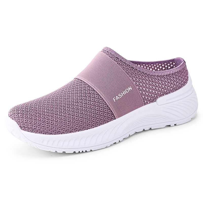 Women's Breathable Knit Mule Shoes | Lightweight Slip-On Casual Flats