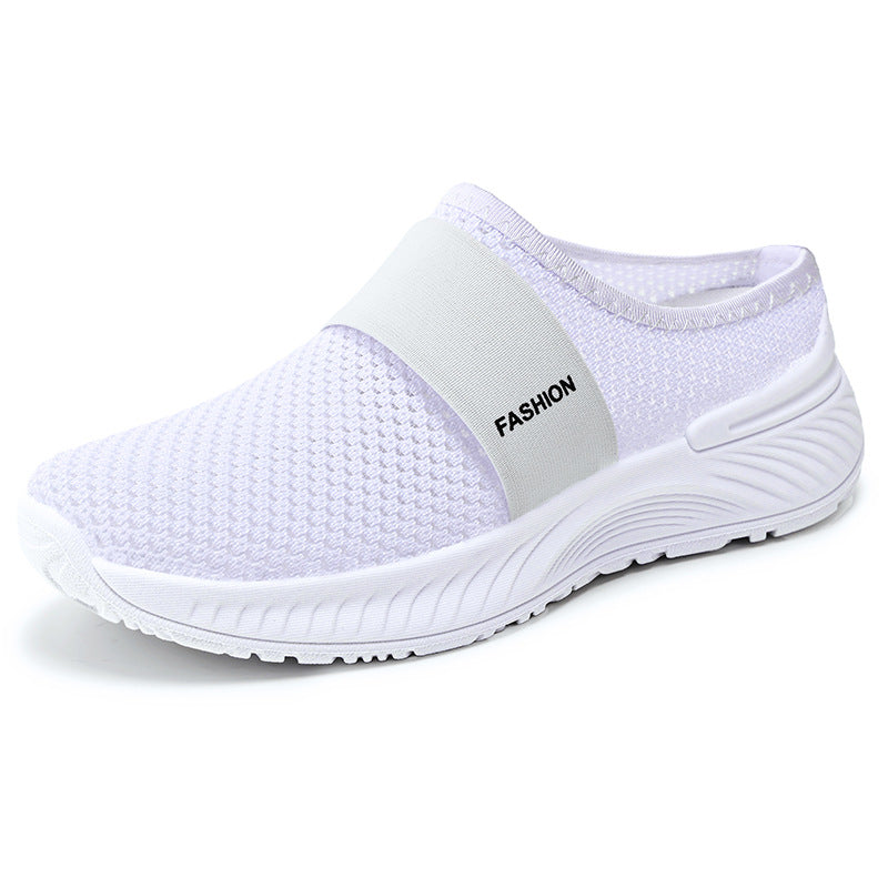 Women's Breathable Knit Mule Shoes | Lightweight Slip-On Casual Flats