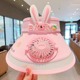 Kids Cartoon Sun Hat with Cooling Fan, UPF50+ Wide Brim Neck Flap Summer Outdoor UV Protection Hat with Whistle Chin Strap for Boys Girls