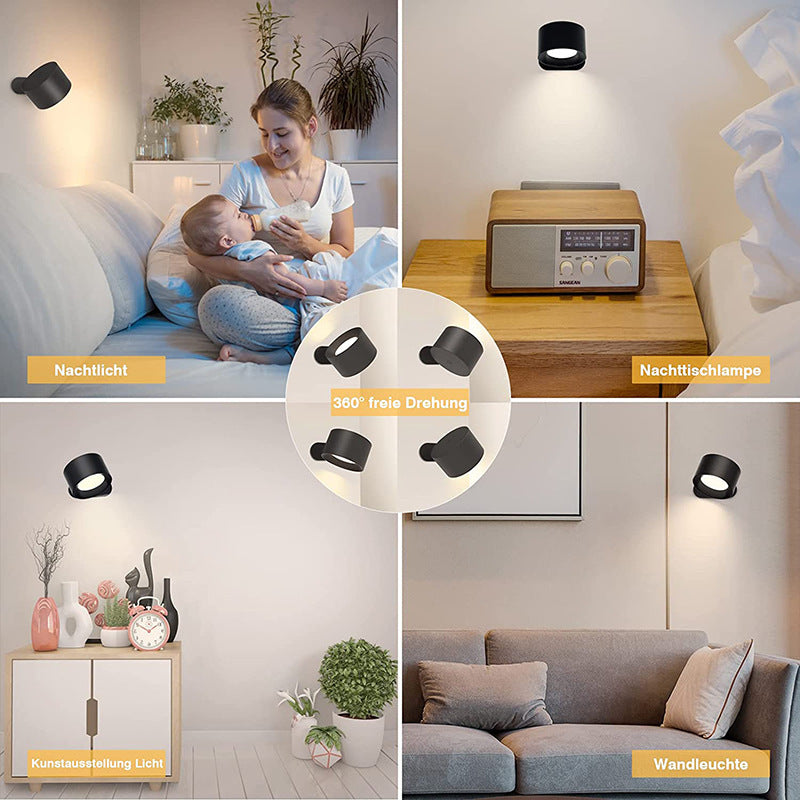 USB Rechargeable LED Wall Reading Light with Touch Control & Magnetic Mount