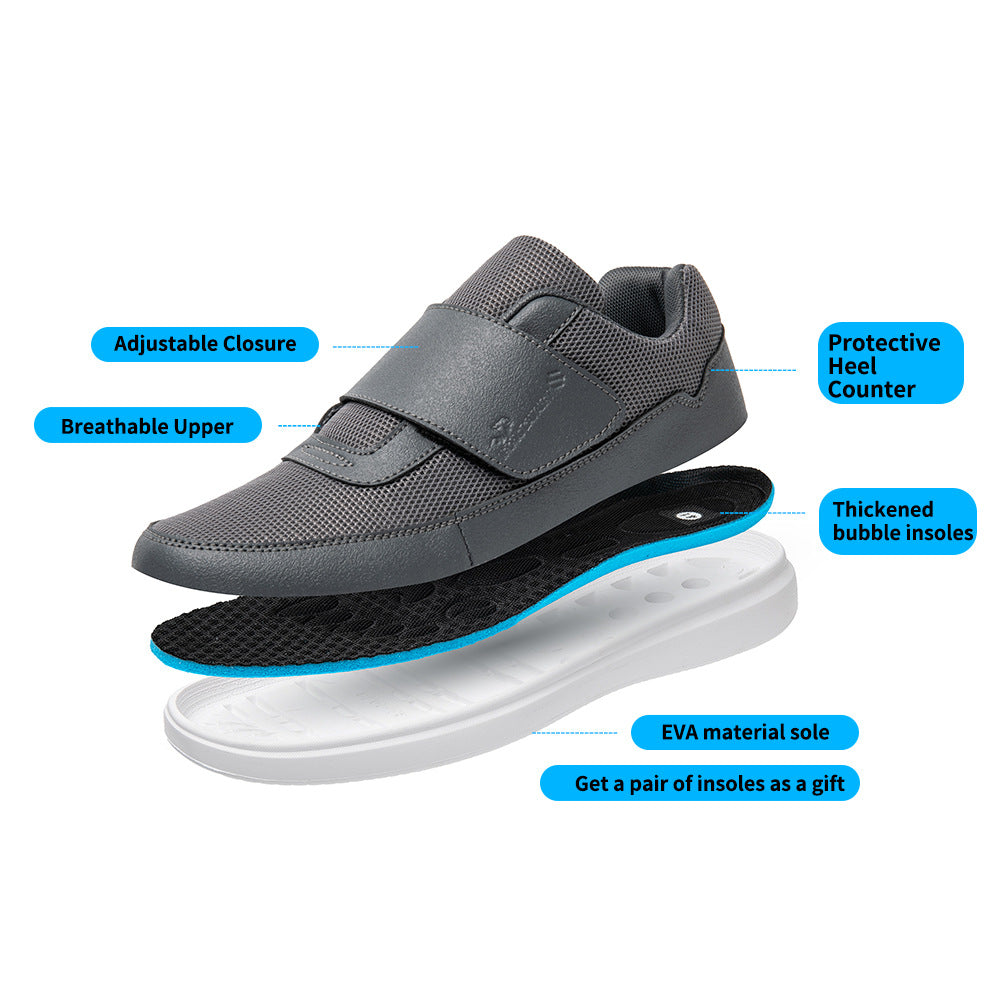 SIHI Men’s Adjustable Strap Casual Walking Shoes, Breathable Mesh Non-Slip Sneakers