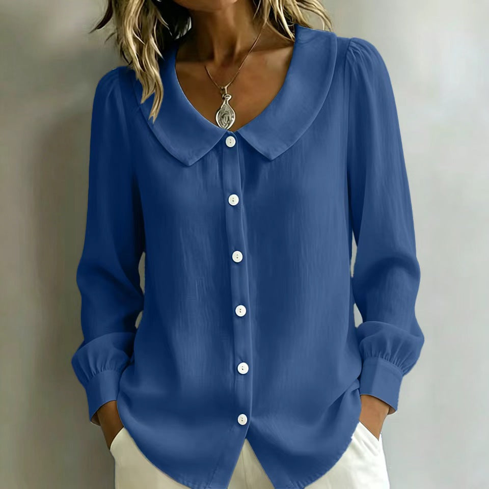 SIHI Women’s Peter Pan Collar Button-Down Blouse | Long & 3/4 Sleeve Casual Shirt