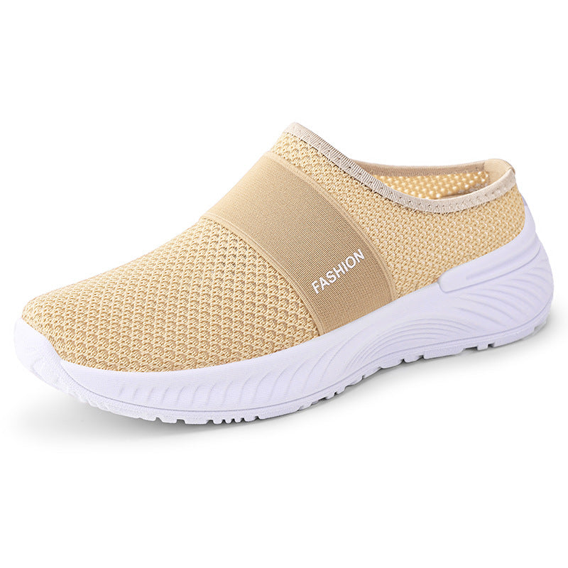 Women's Breathable Knit Mule Shoes | Lightweight Slip-On Casual Flats