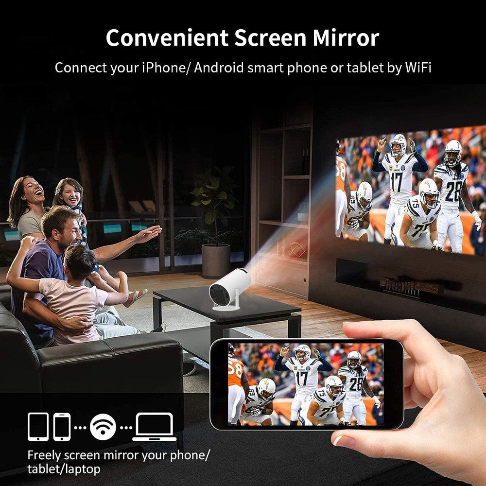 Portable Smart Projector, 1080P HD Auto Focus, Mini Projector for Home Theater & Outdoor Camping
