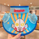 Kids Cartoon Sun Hat with Cooling Fan, UPF50+ Wide Brim Neck Flap Summer Outdoor UV Protection Hat with Whistle Chin Strap for Boys Girls