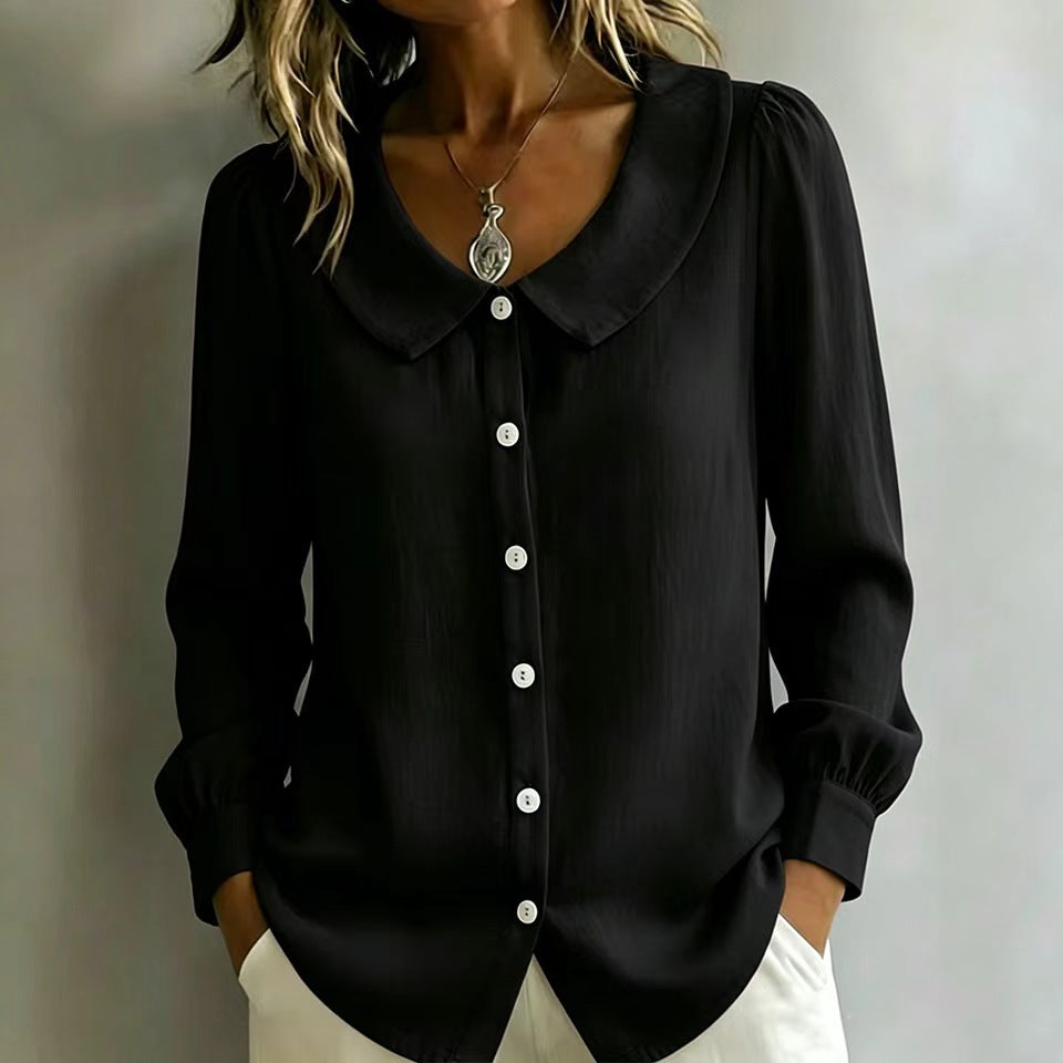SIHI Women’s Peter Pan Collar Button-Down Blouse | Long & 3/4 Sleeve Casual Shirt