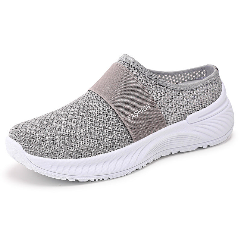 Women's Breathable Knit Mule Shoes | Lightweight Slip-On Casual Flats
