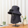 UPF50+ Solar & USB Rechargeable Cooling Fan Sun Hat, Wide Brim Neck Flap Outdoor Fishing Hat with Rotatable Fan for Hiking Gardening Beach