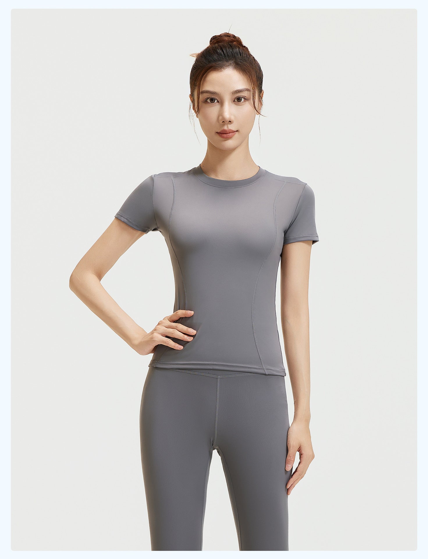 SIHI Women’s Yoga Set, Short-Sleeve Top & Leggings Workout Outfit