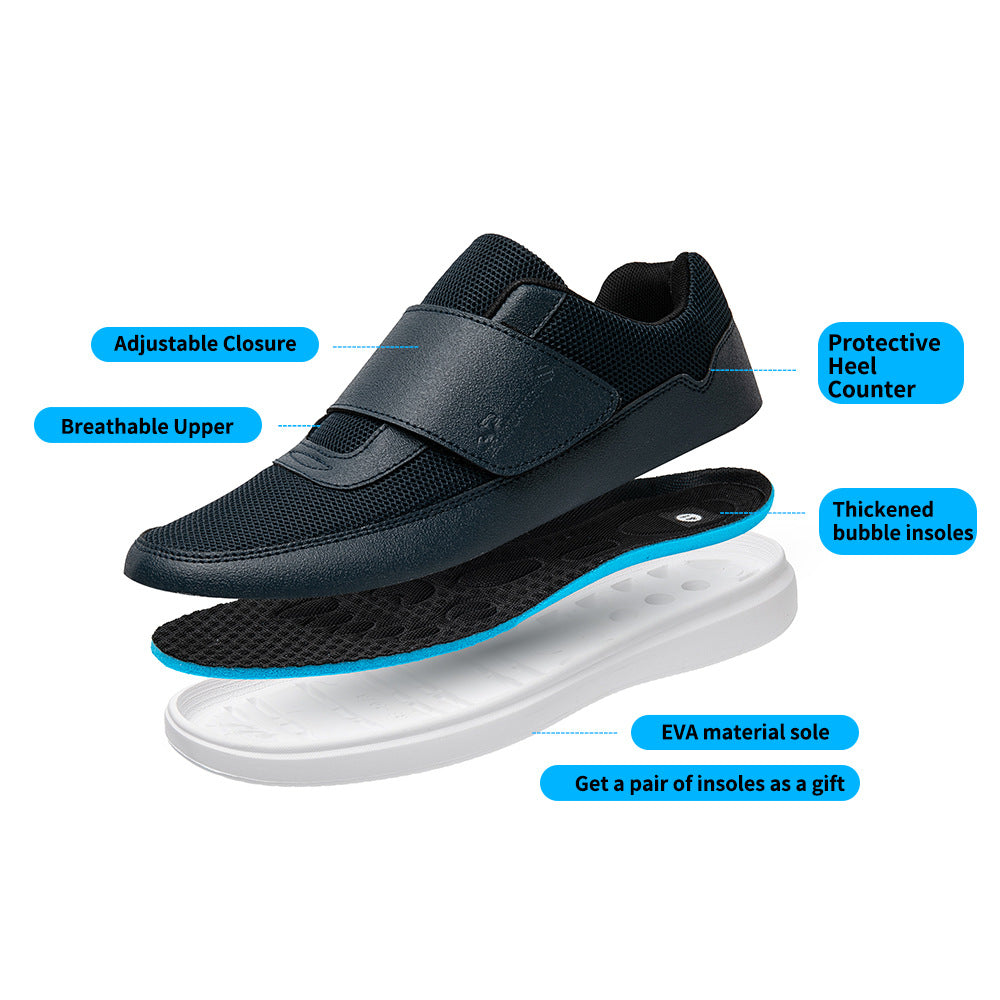 SIHI Men’s Adjustable Strap Casual Walking Shoes, Breathable Mesh Non-Slip Sneakers