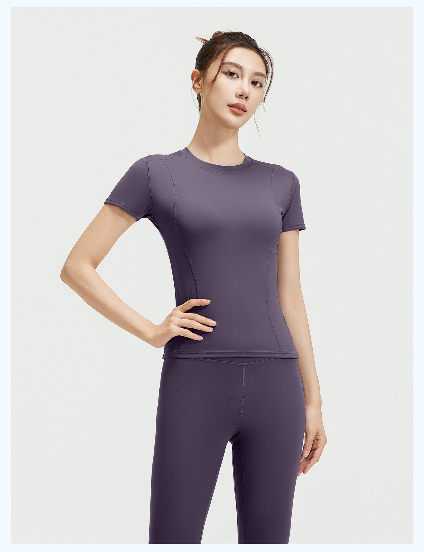 SIHI Women’s Yoga Set, Short-Sleeve Top & Leggings Workout Outfit