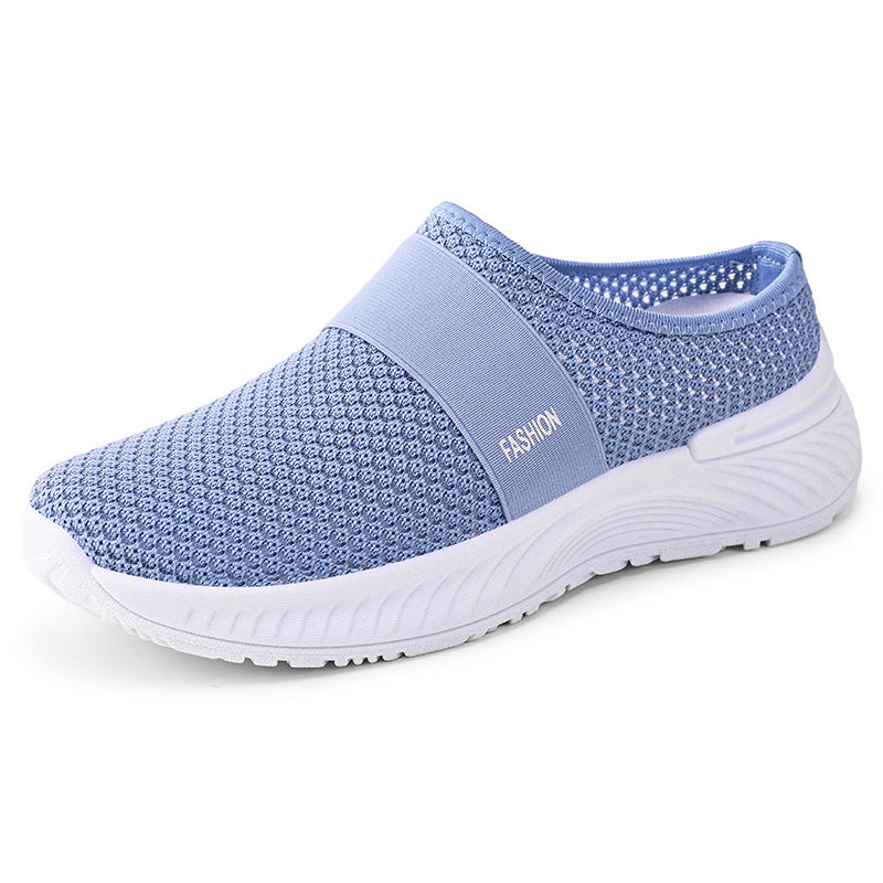 Women's Breathable Knit Mule Shoes | Lightweight Slip-On Casual Flats