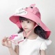 Kids Cartoon Sun Hat with Cooling Fan, UPF50+ Wide Brim Neck Flap Summer Outdoor UV Protection Hat with Whistle Chin Strap for Boys Girls