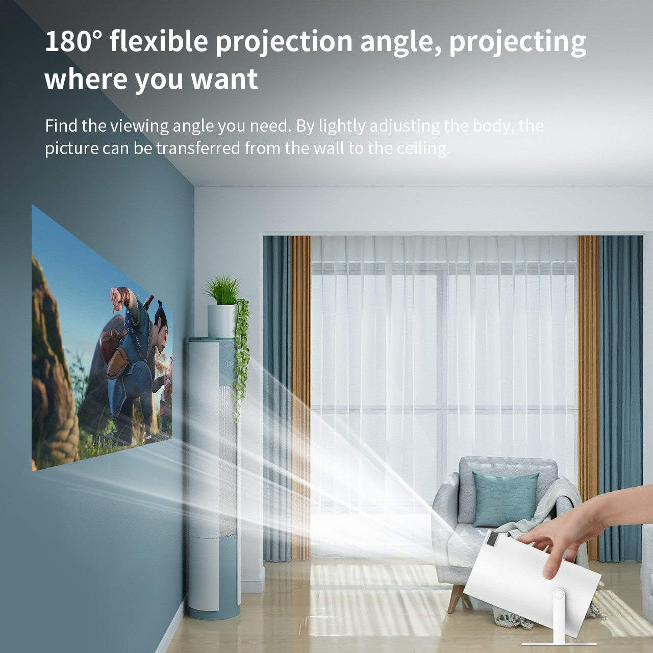 Portable Smart Projector, 1080P HD Auto Focus, Mini Projector for Home Theater & Outdoor Camping