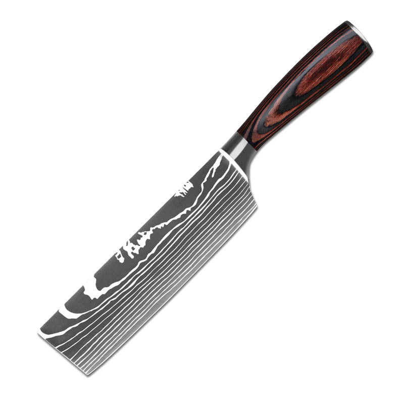 Damascus pattern vegetable cutting tool