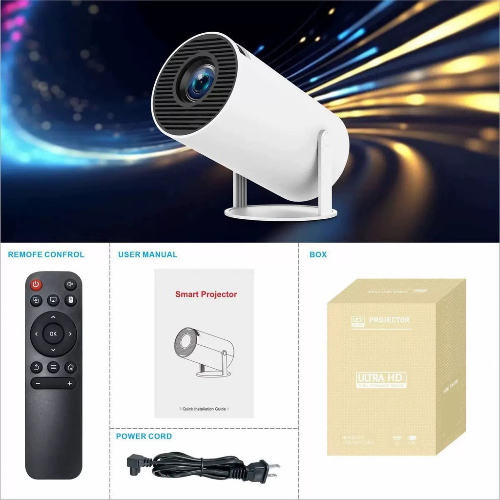 Portable Smart Projector, 1080P HD Auto Focus, Mini Projector for Home Theater & Outdoor Camping