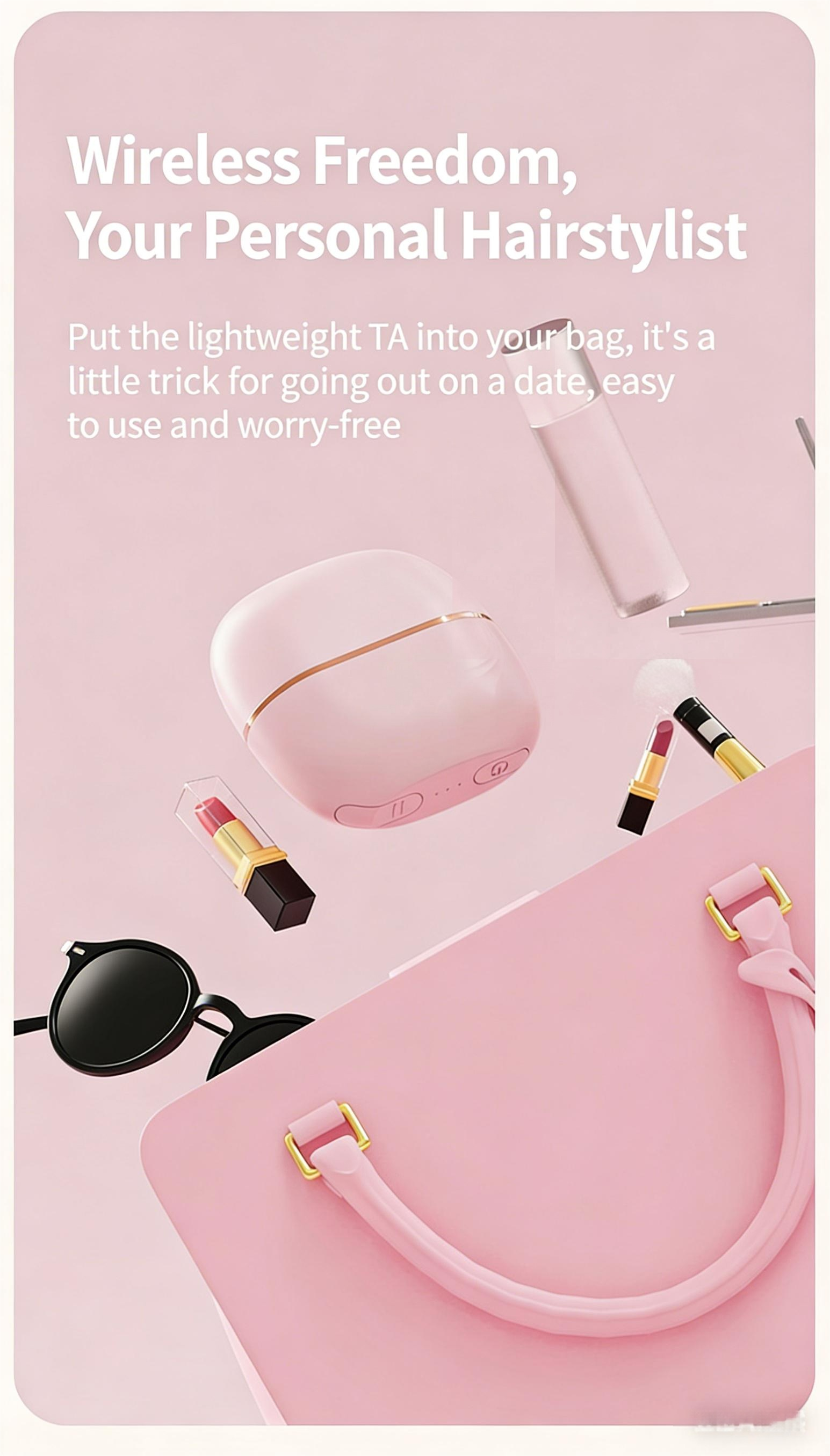 Mini Wireless Portable Hair Straightener Brush, 2-in-1 Straightening & Curling Care Styling Brush (Model: HB-208)